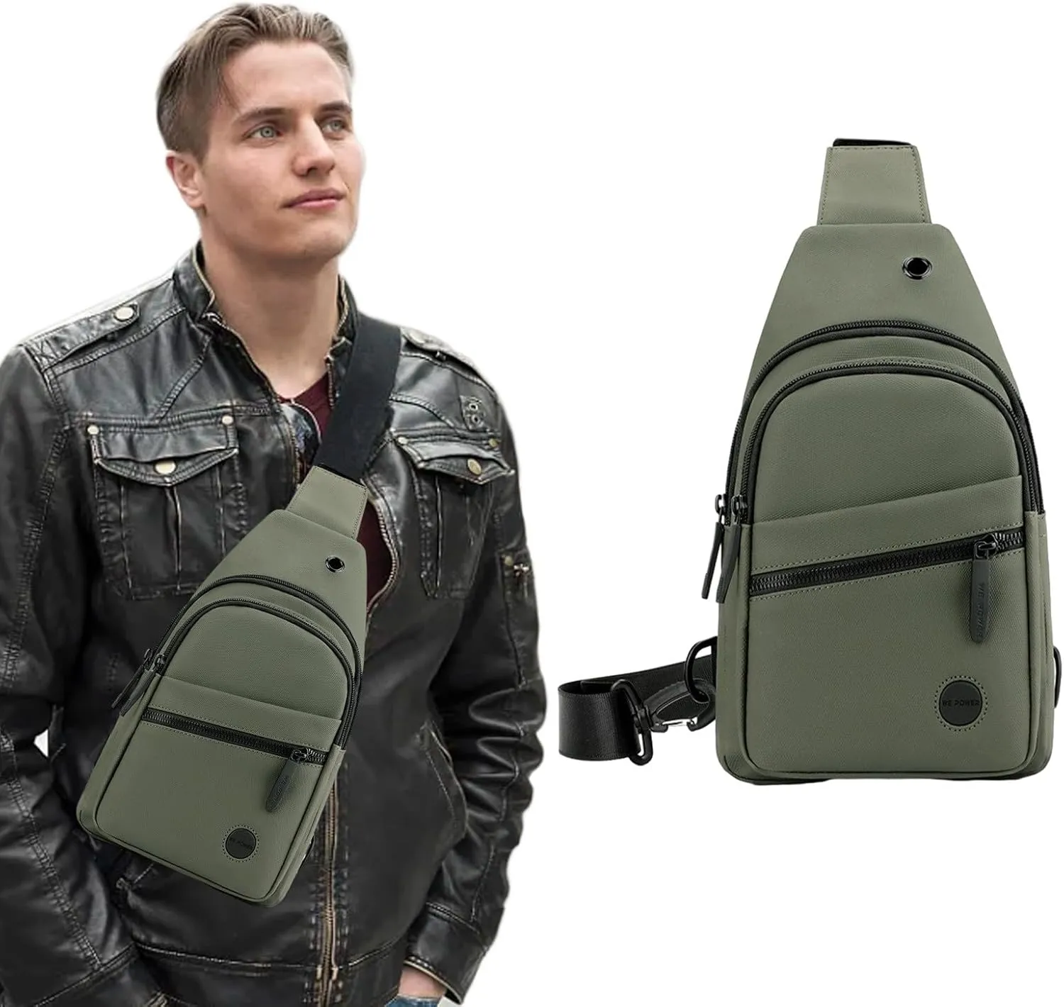 Chest Bag Fitness Sports Messenger Bag Chest Bag Casual Mens Bag Women's Chest Bag, Army Green