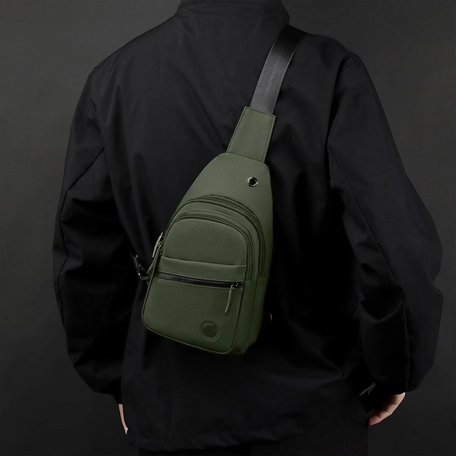 Chest Bag Fitness Sports Messenger Bag Chest Bag Casual Mens Bag Women's Chest Bag, Army Green