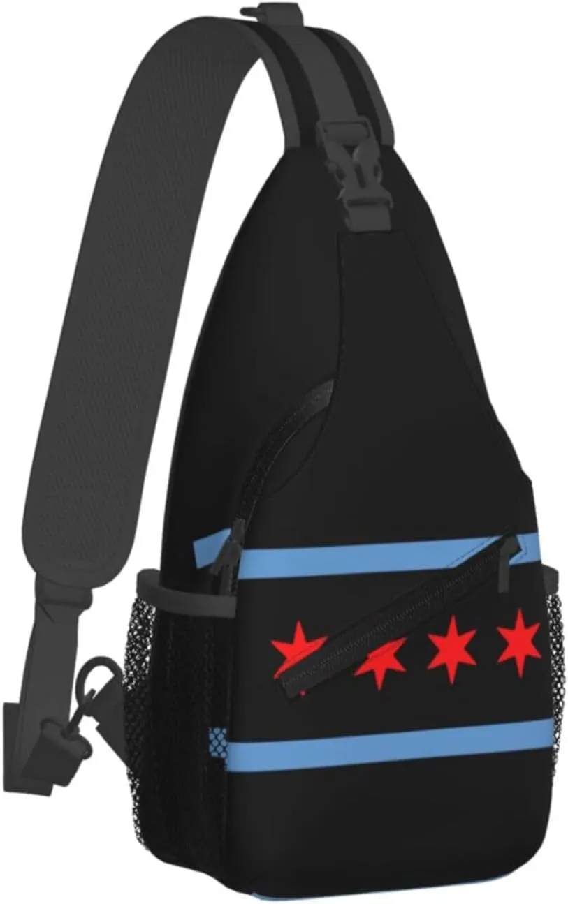 Chicago Crossbody Bag Chicago Flag Shoulder Bag Backpack Chicagoan Sling Bag Chicago Flag Chest Casual Daypack Bag