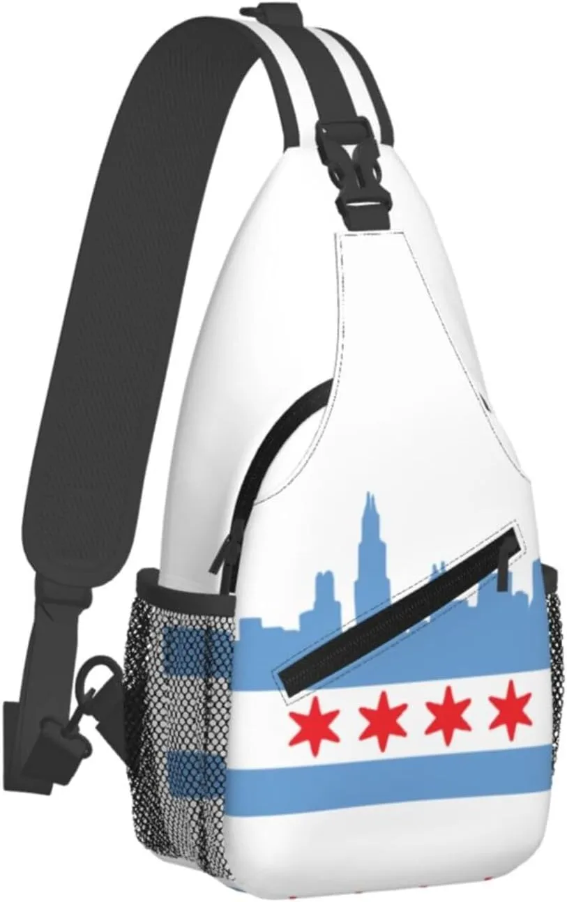 Chicago Crossbody Bag Chicago Flag Shoulder Bag Backpack Chicagoan Sling Bag Chicago Flag Chest Casual Daypack Bag