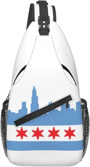Chicago Crossbody Bag Chicago Flag Shoulder Bag Backpack Chicagoan Sling Bag Chicago Flag Chest Casual Daypack Bag