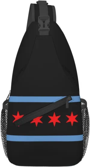Chicago Crossbody Bag Chicago Flag Shoulder Bag Backpack Chicagoan Sling Bag Chicago Flag Chest Casual Daypack Bag