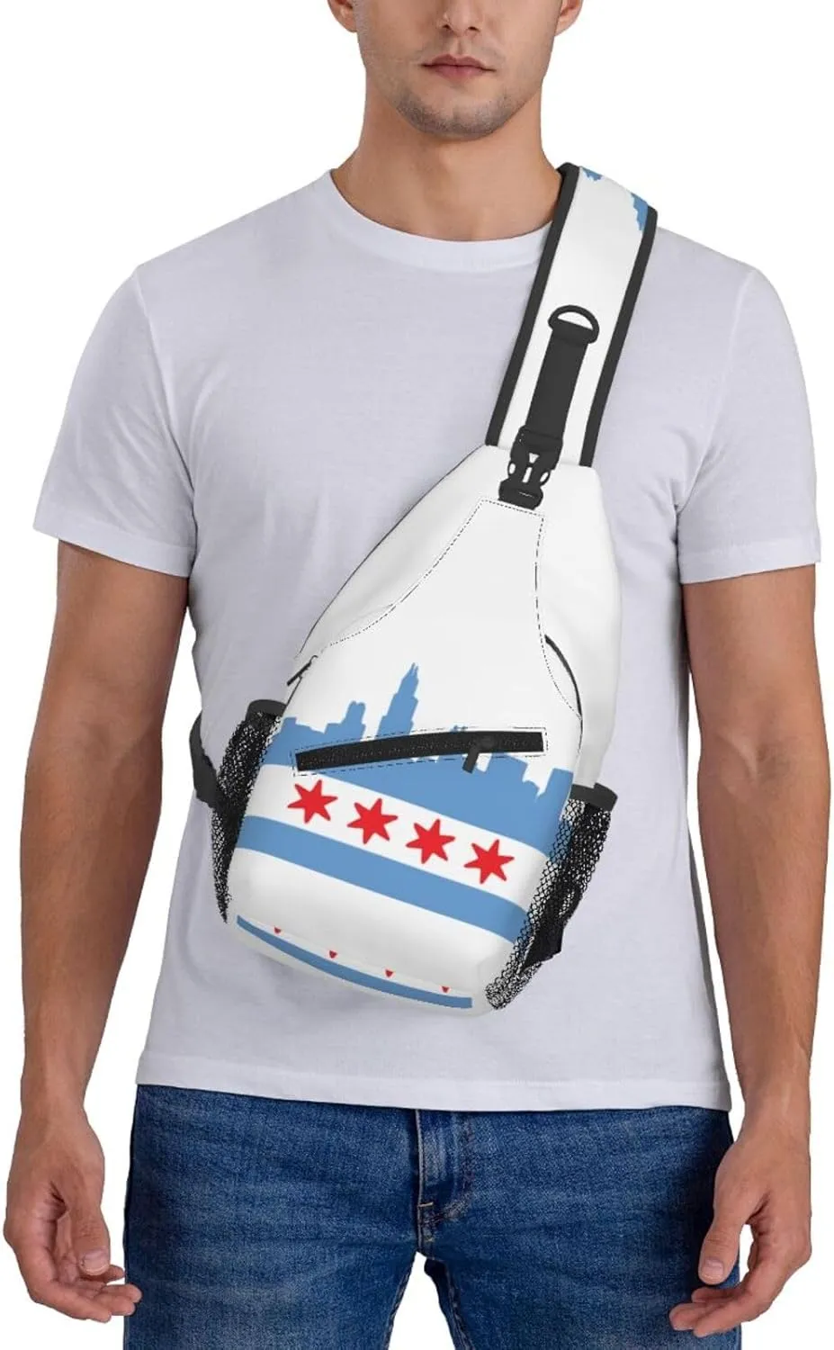 Chicago Crossbody Bag Chicago Flag Shoulder Bag Backpack Chicagoan Sling Bag Chicago Flag Chest Casual Daypack Bag