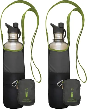ChicoBag rePETe Water Bottle Sling w/Strap, Carabiner Clip, Built-In Pouch, & Convenient Pockets | Eco-Conscious | Perfect for Walks, Hikes, Outdoor Festivals | Limestone (Pack of 2)