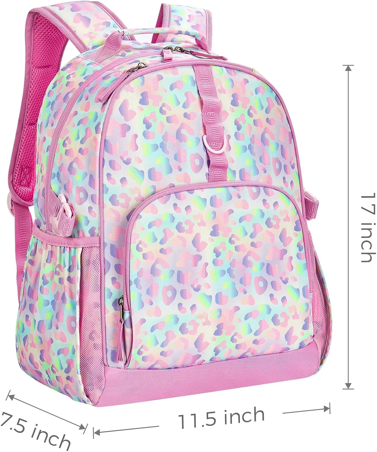 Choco Mocha Cheetah Backpack for Girls, Kids School Backpacks Girls Backpacks Ages 6-8, Kindergarten Bookbag Girl Elementary School Bag 17 Inch, Pink Purple
