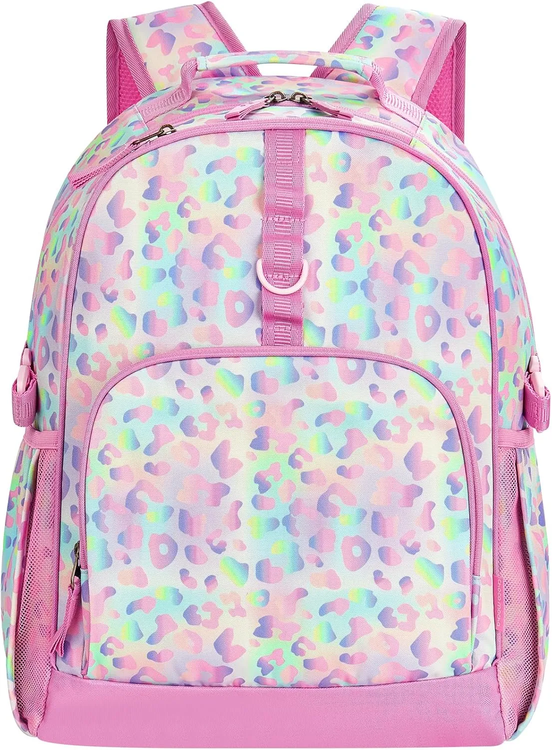 Choco Mocha Cheetah Backpack for Girls, Kids School Backpacks Girls Backpacks Ages 6-8, Kindergarten Bookbag Girl Elementary School Bag 17 Inch, Pink Purple