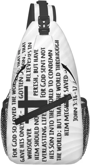 Christian Gifts Bible Verse Cross Faith Crossbody Backpack Chest Shoulder Bag Lightweight One Strap Travel Hiking Daypack
