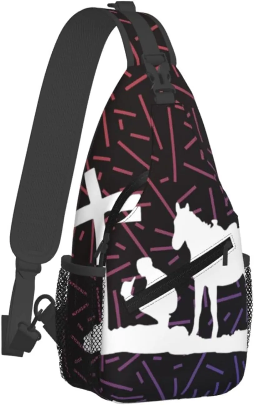 Christian Praying Cowboy Prays Crossbody For Men Women Sling Chest Bag Shoulder Bag Lightweight One Strap Backpack Multipurpose Travel Hiking Daypack