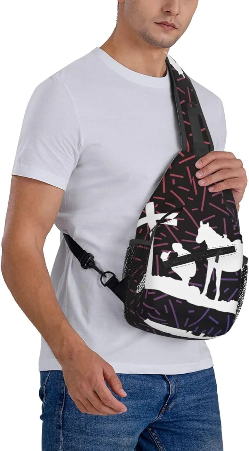 Christian Praying Cowboy Prays Crossbody For Men Women Sling Chest Bag Shoulder Bag Lightweight One Strap Backpack Multipurpose Travel Hiking Daypack