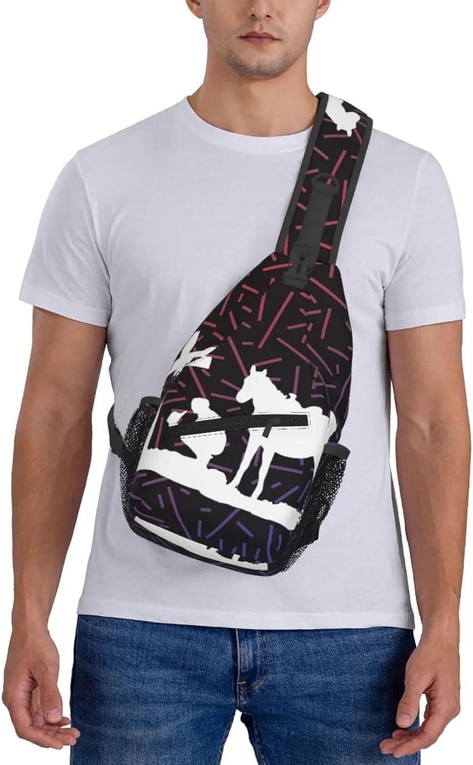 Christian Praying Cowboy Prays Crossbody For Men Women Sling Chest Bag Shoulder Bag Lightweight One Strap Backpack Multipurpose Travel Hiking Daypack
