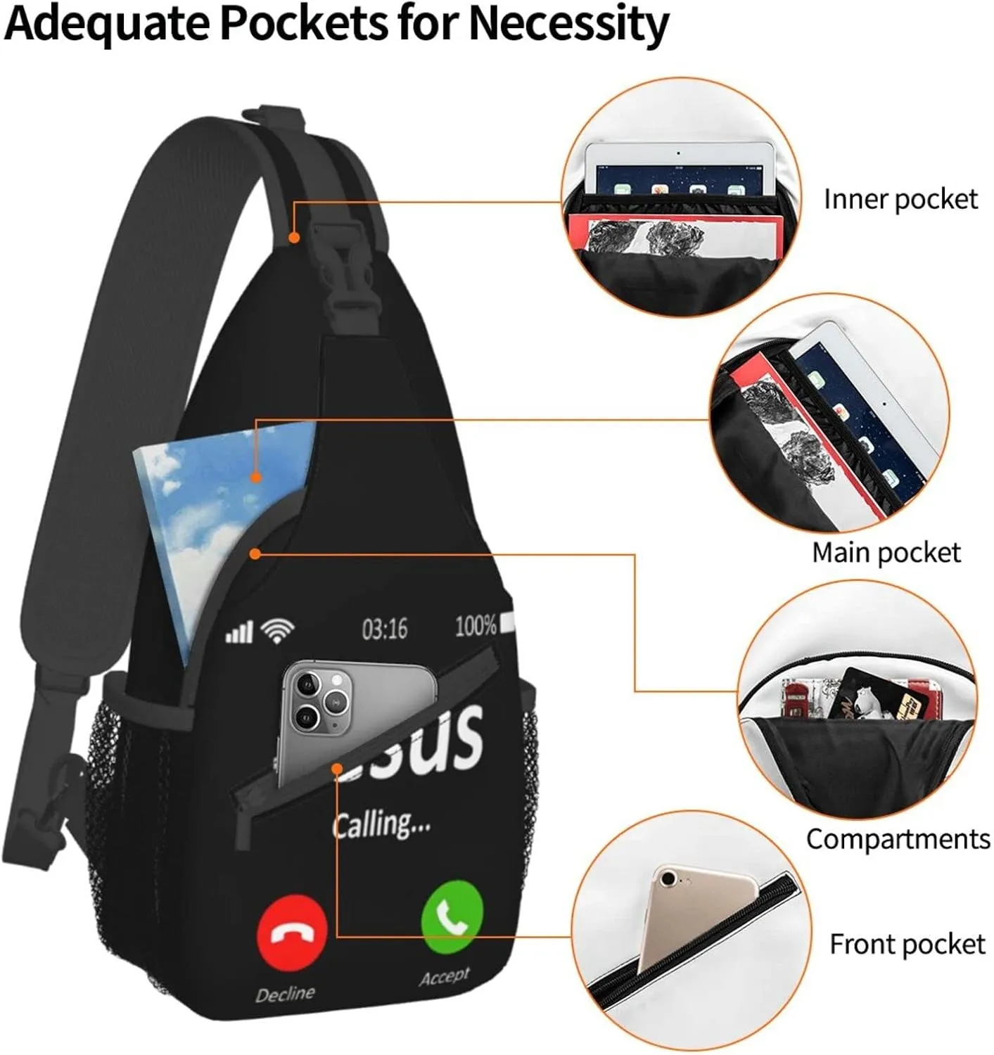 Christian Theme Crossbody Bag Crossbody Backpack Jesus Sling Backpack Chest Bag Sling Bag For Women Men