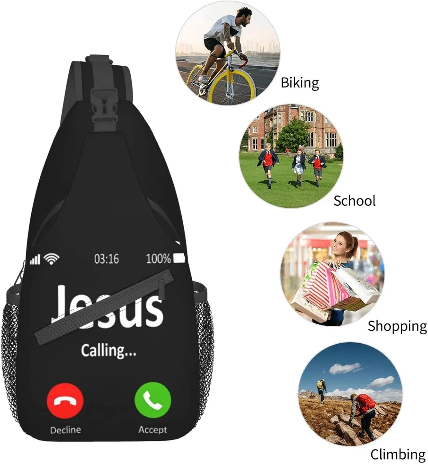 Christian Theme Crossbody Bag Crossbody Backpack Jesus Sling Backpack Chest Bag Sling Bag For Women Men