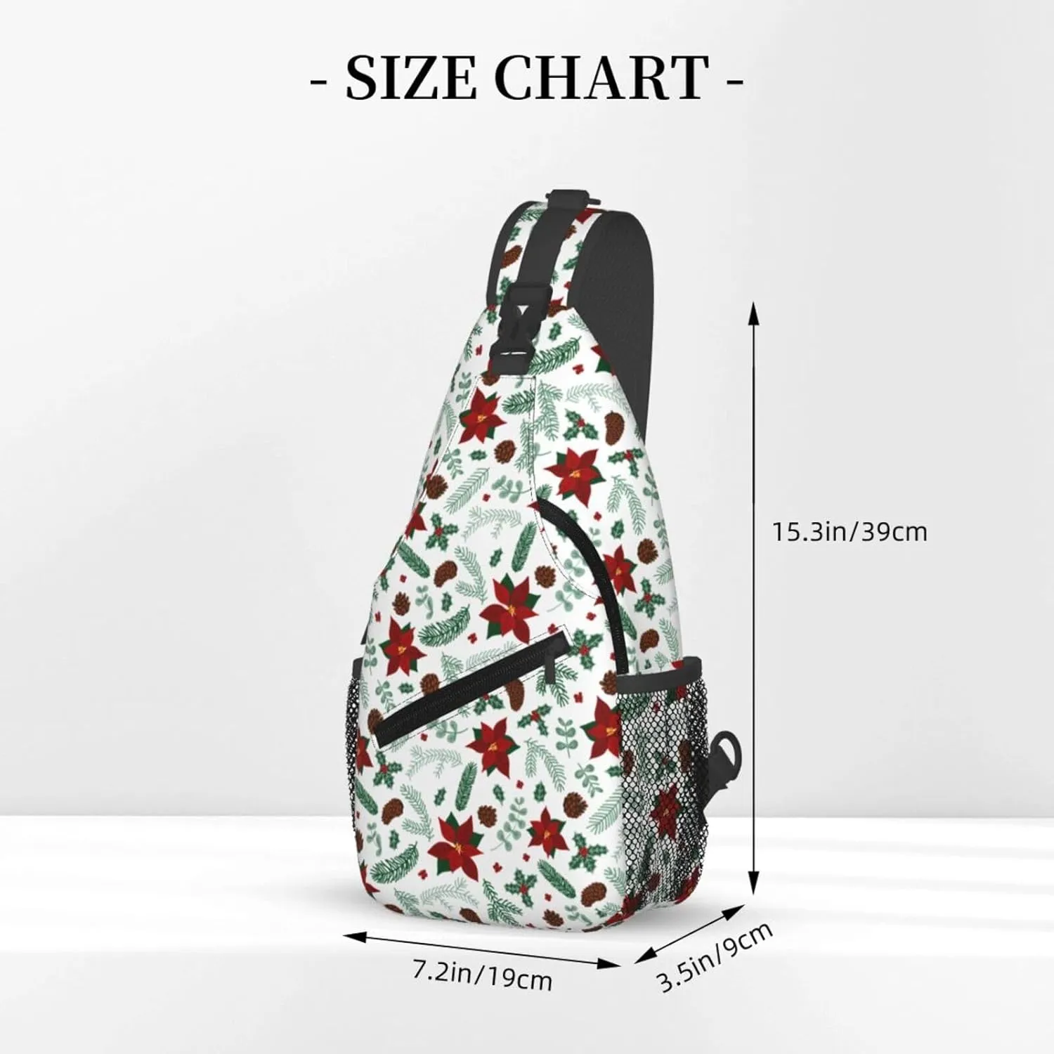 Christmas Crossbody Sling Bag For Women & Men - Adjustable Flowers Berries Chest Shoulder Sling Backpack Merry Xmas Daypack - Christmas Gifts