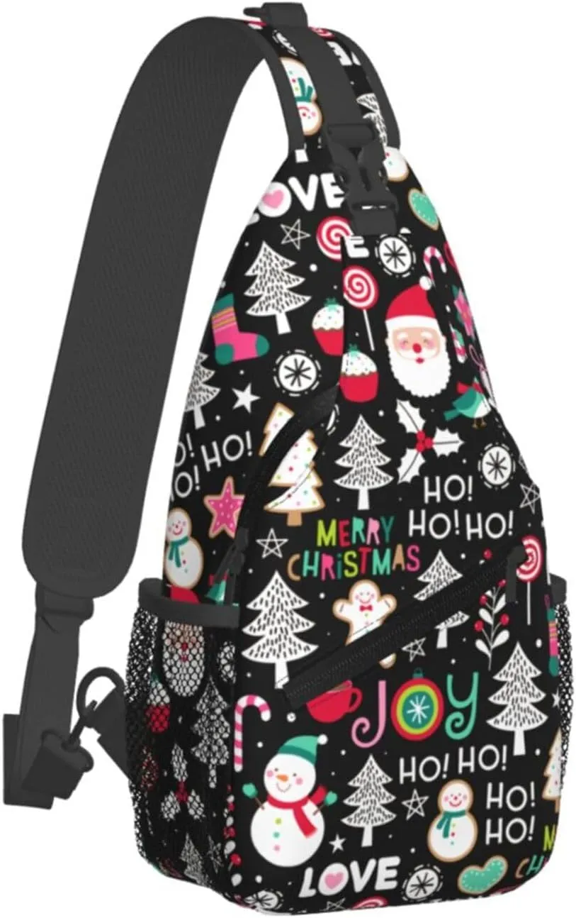 Christmas Crossbody Sling Bag For Women & Men - Adjustable Snowman Chest Shoulder Bag Sling Backpack Merry Xmas Daypack Gift