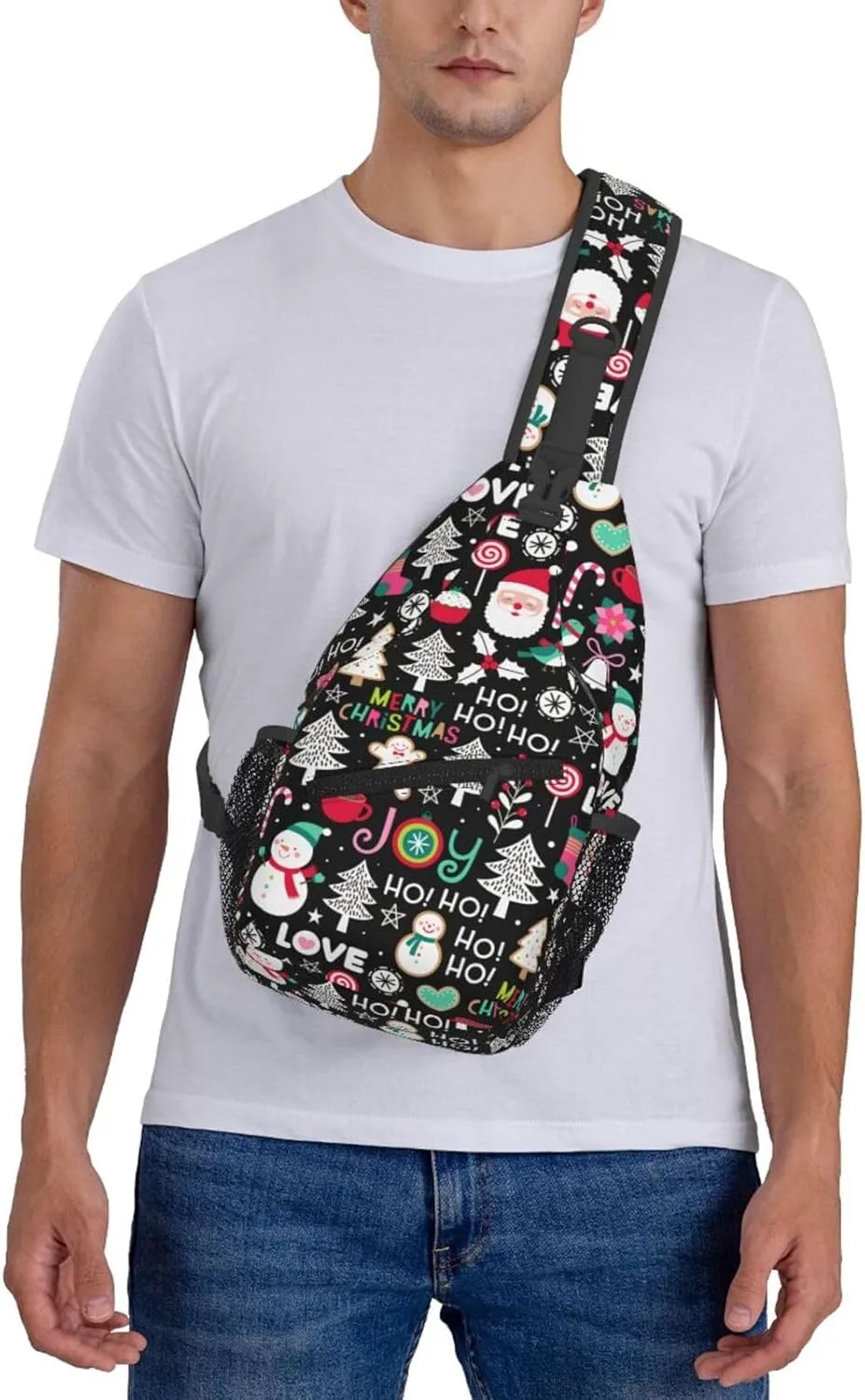 Christmas Crossbody Sling Bag For Women & Men - Adjustable Snowman Chest Shoulder Bag Sling Backpack Merry Xmas Daypack Gift