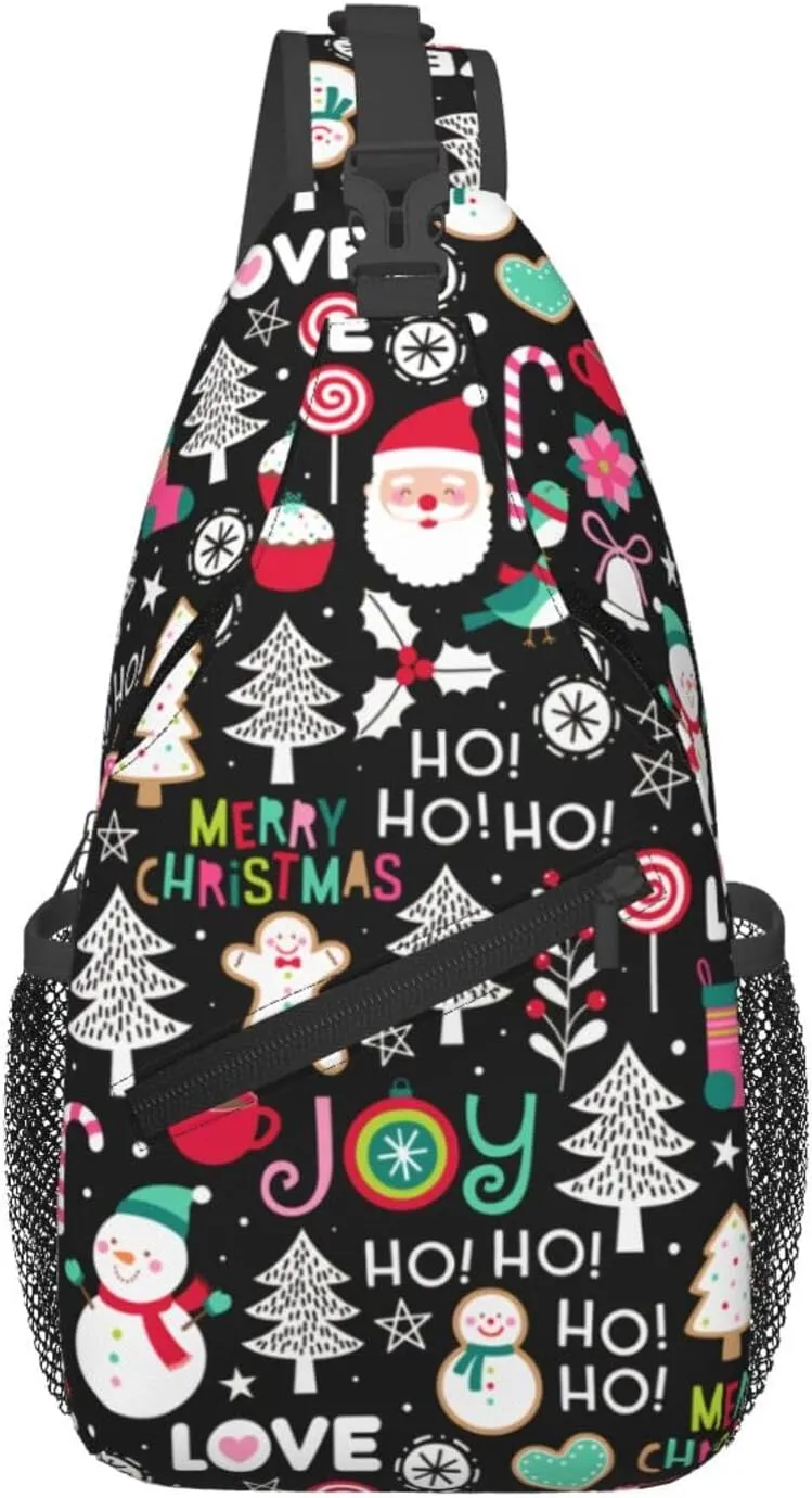 Christmas Crossbody Sling Bag For Women & Men - Adjustable Snowman Chest Shoulder Bag Sling Backpack Merry Xmas Daypack Gift