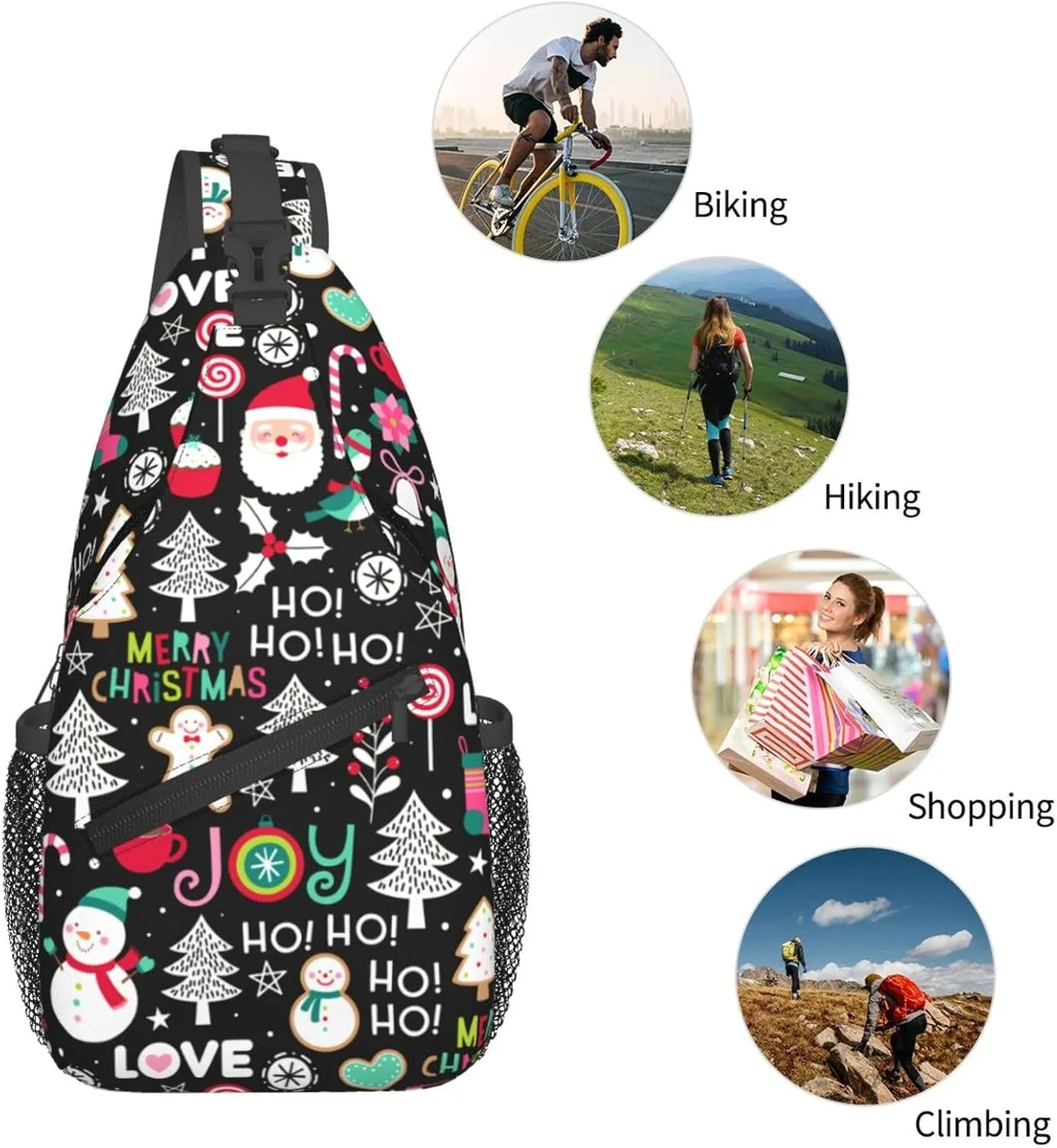 Christmas Crossbody Sling Bag For Women & Men - Adjustable Snowman Chest Shoulder Bag Sling Backpack Merry Xmas Daypack Gift