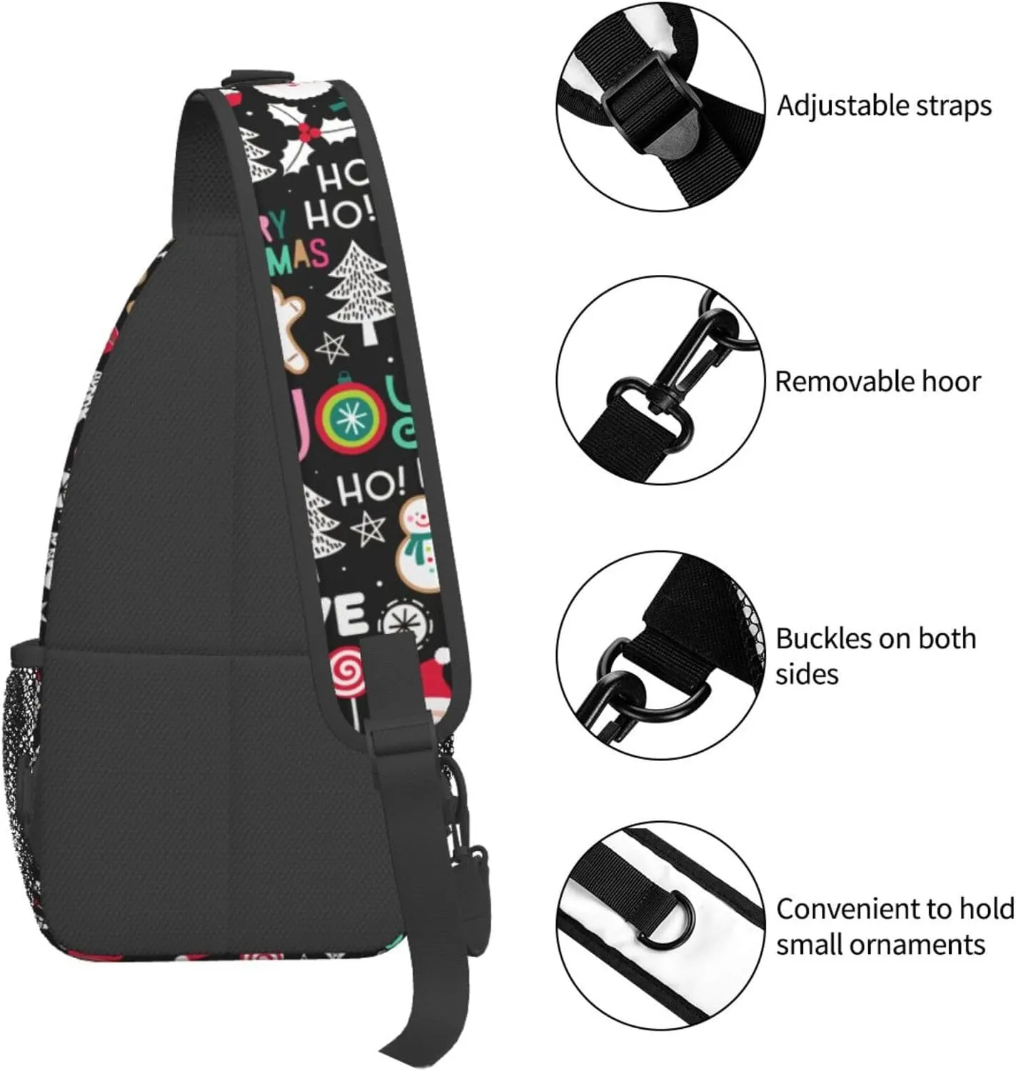 Christmas Crossbody Sling Bag For Women & Men - Adjustable Snowman Chest Shoulder Bag Sling Backpack Merry Xmas Daypack Gift