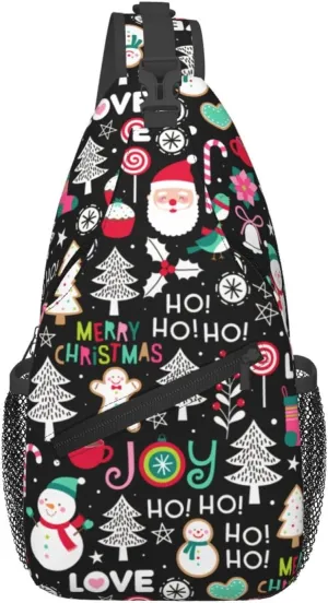 Christmas Crossbody Sling Bag For Women & Men - Adjustable Snowman Chest Shoulder Bag Sling Backpack Merry Xmas Daypack Gift