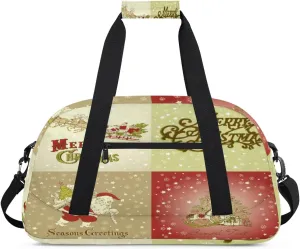 Christmas Gym Duffel Bag for Men Women Christmas Theme Sports Tote Bag with Adjustable Shoulder Strap for Dance Gymnastics Traveling Outdoor Camping Overnight Stay