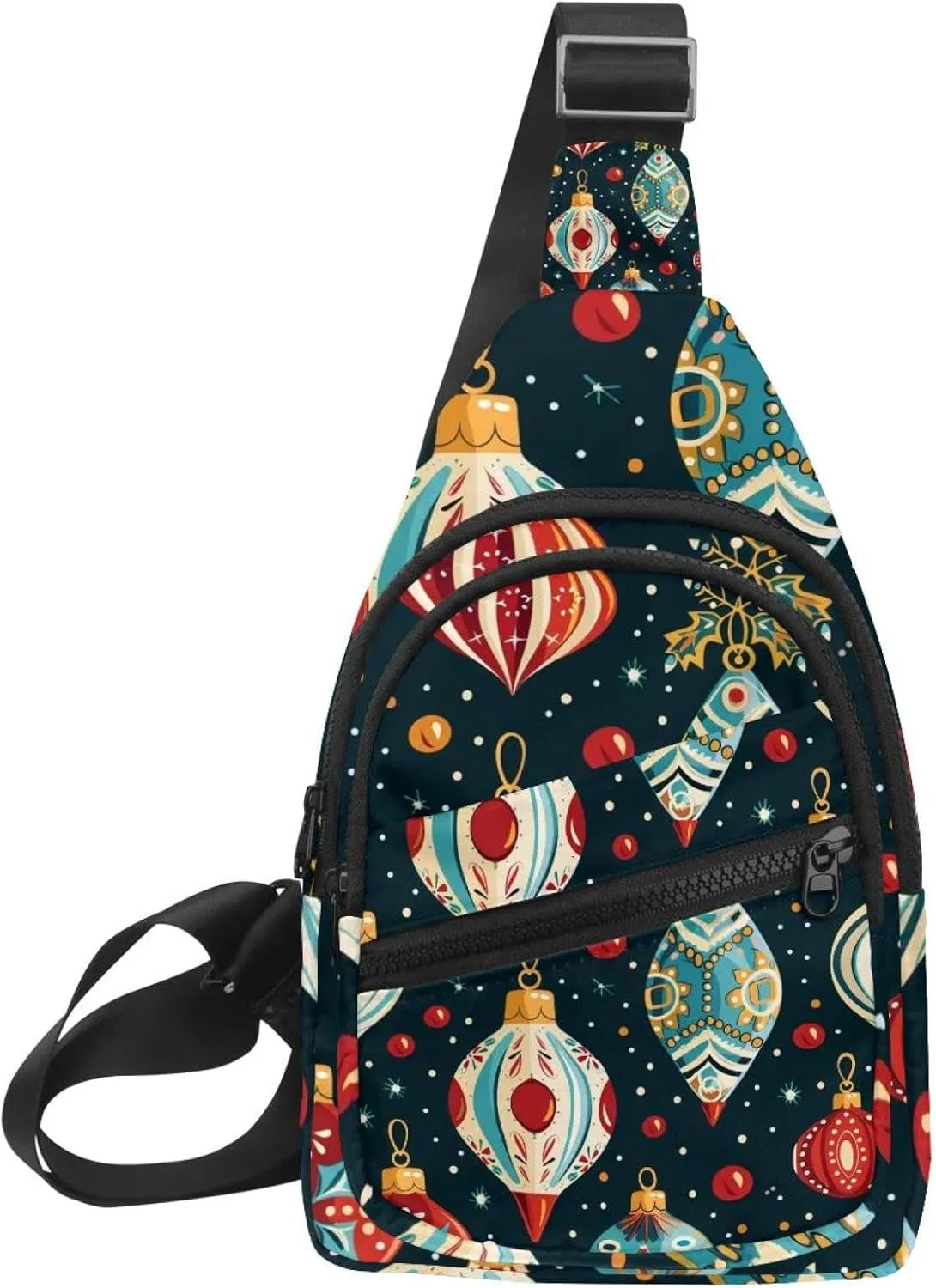Christmas Ornament Crossbody Bag with Adjustable Shoulder Strap, Shoulder Bag for Men and Women Sling Backpack for Travel, Cycling, Work, Sport
