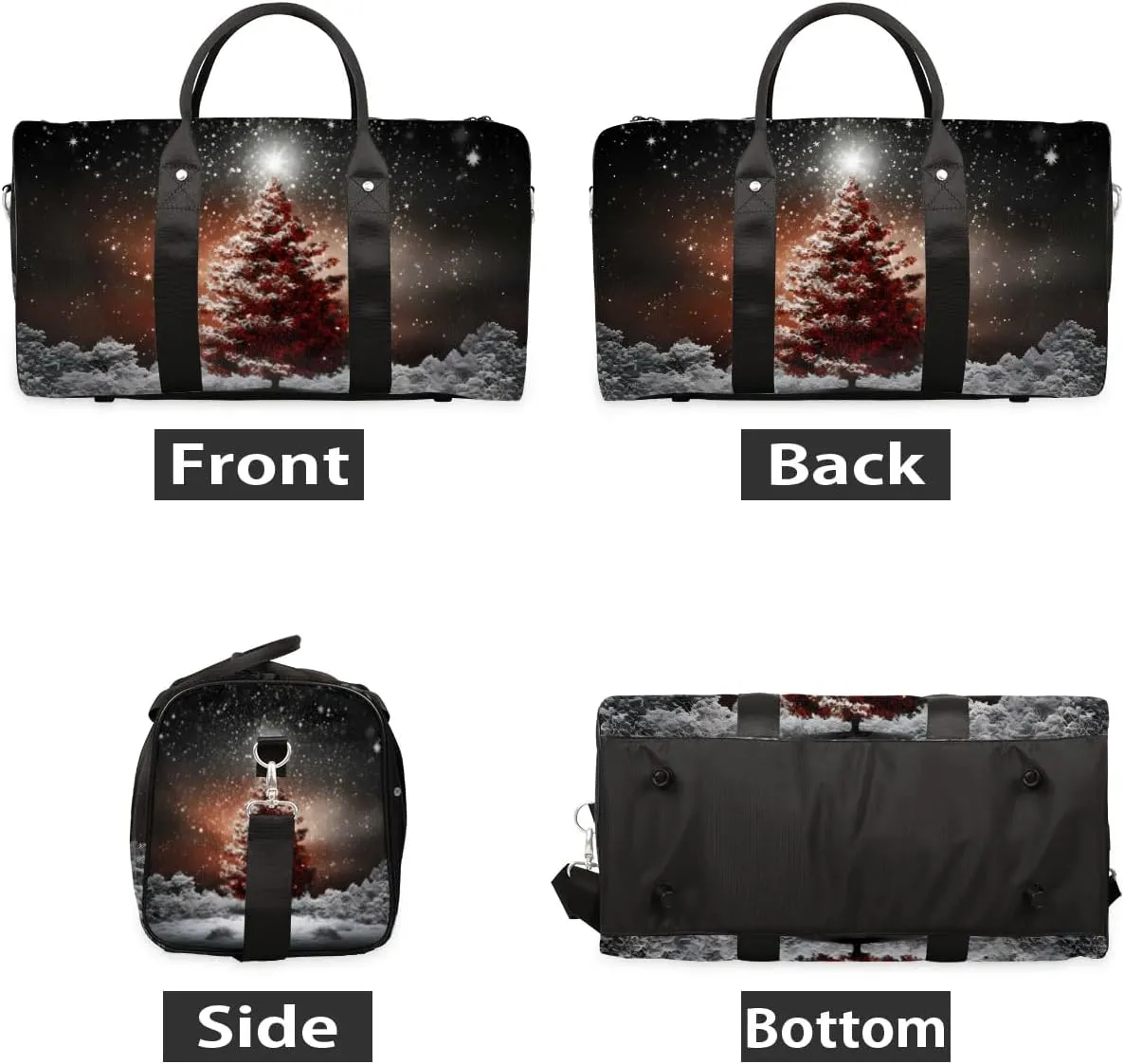 Christmas Pine Tree Travel Duffel Bag for Women Men Waterproof Foldable Overnight Weekender Bag Large Capacity Sports Gym Bag