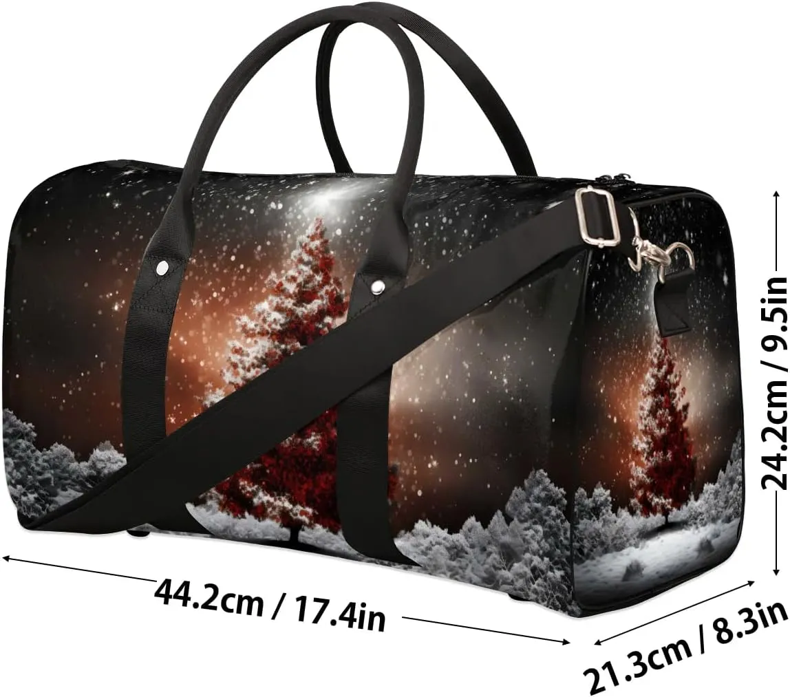 Christmas Pine Tree Travel Duffel Bag for Women Men Waterproof Foldable Overnight Weekender Bag Large Capacity Sports Gym Bag