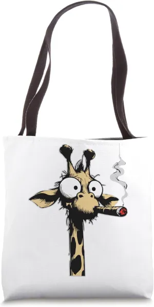 Cigar smoking giraffe funny animal Tote Bag