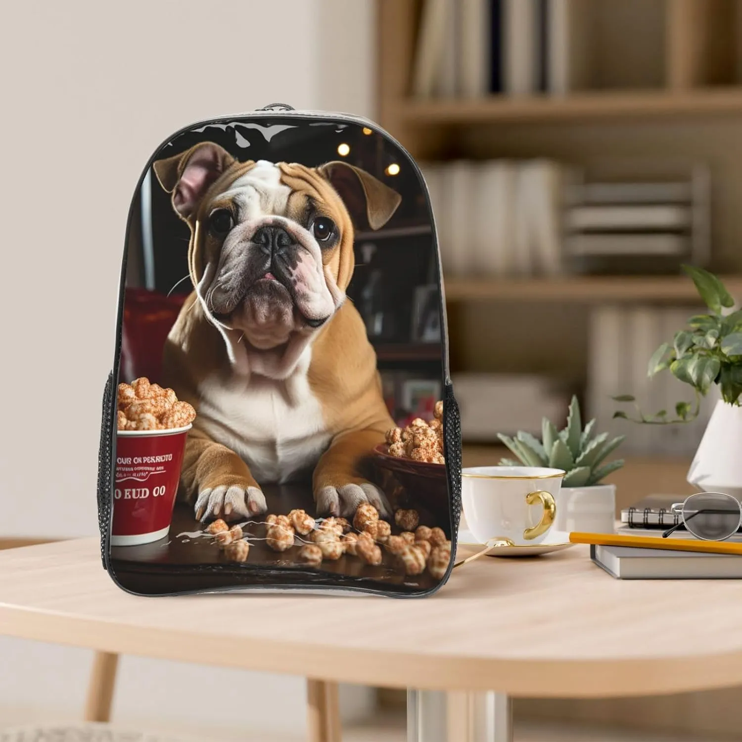 Clear Backpack Heavy Duty PVC Transparent Bookbag Bulldog Popcorn Backpack Daypack Laptop Backpack