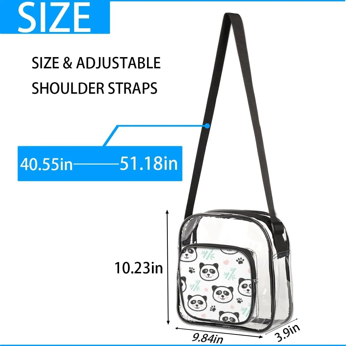 Clear Crossbody Bag Stadium Approved for Women and Men Transparent Messenger Shoulder Bag Clear Purse Bag