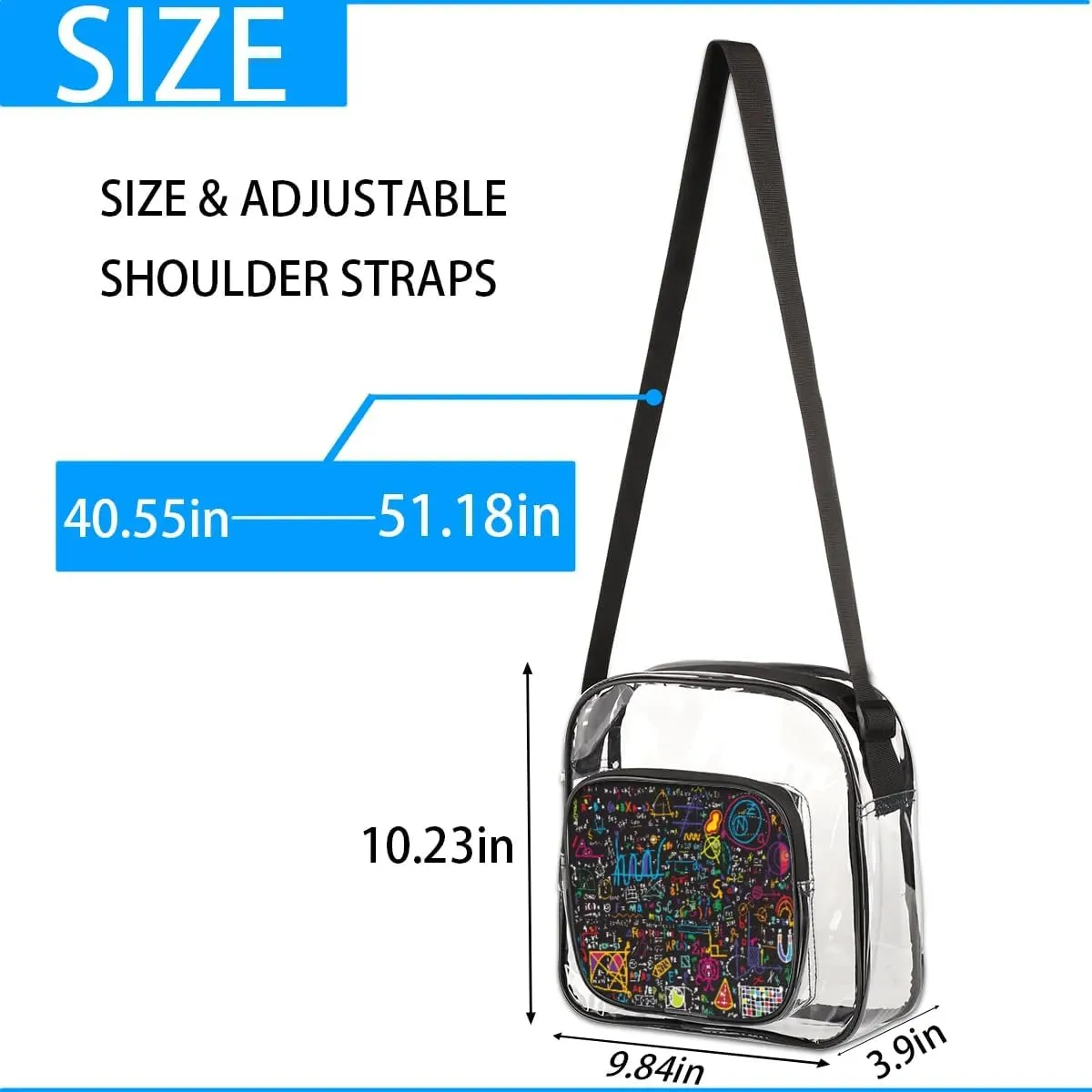 Clear Crossbody Bag Stadium Approved for Women and Men Transparent Messenger Shoulder Bag Clear Purse Bag