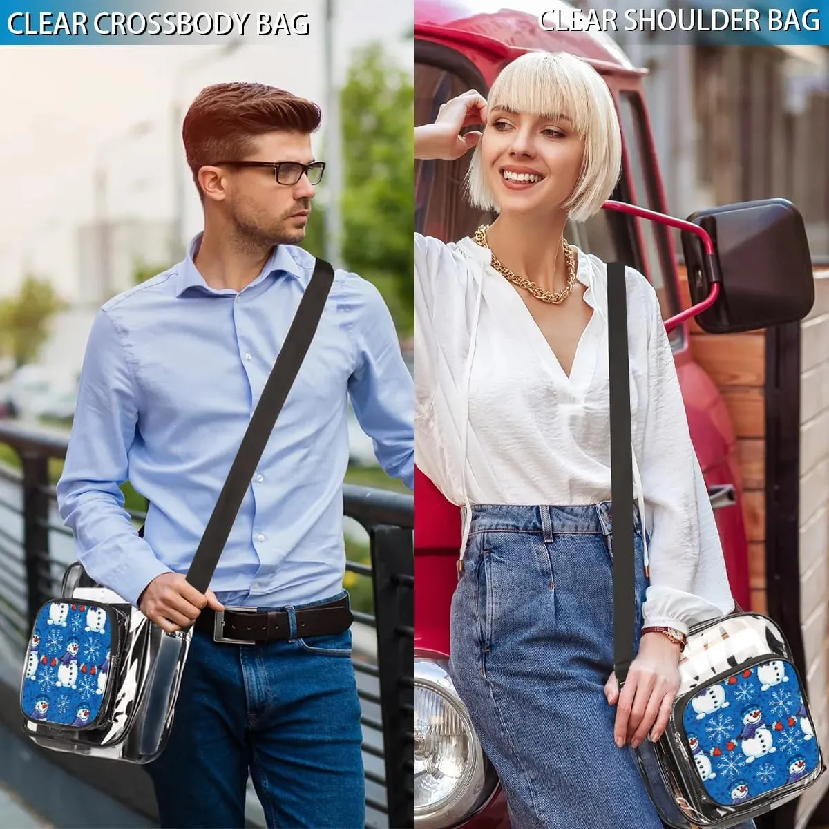 Clear Crossbody Bag Stadium Approved for Women and Men Transparent Messenger Shoulder Bag Clear Purse Bag