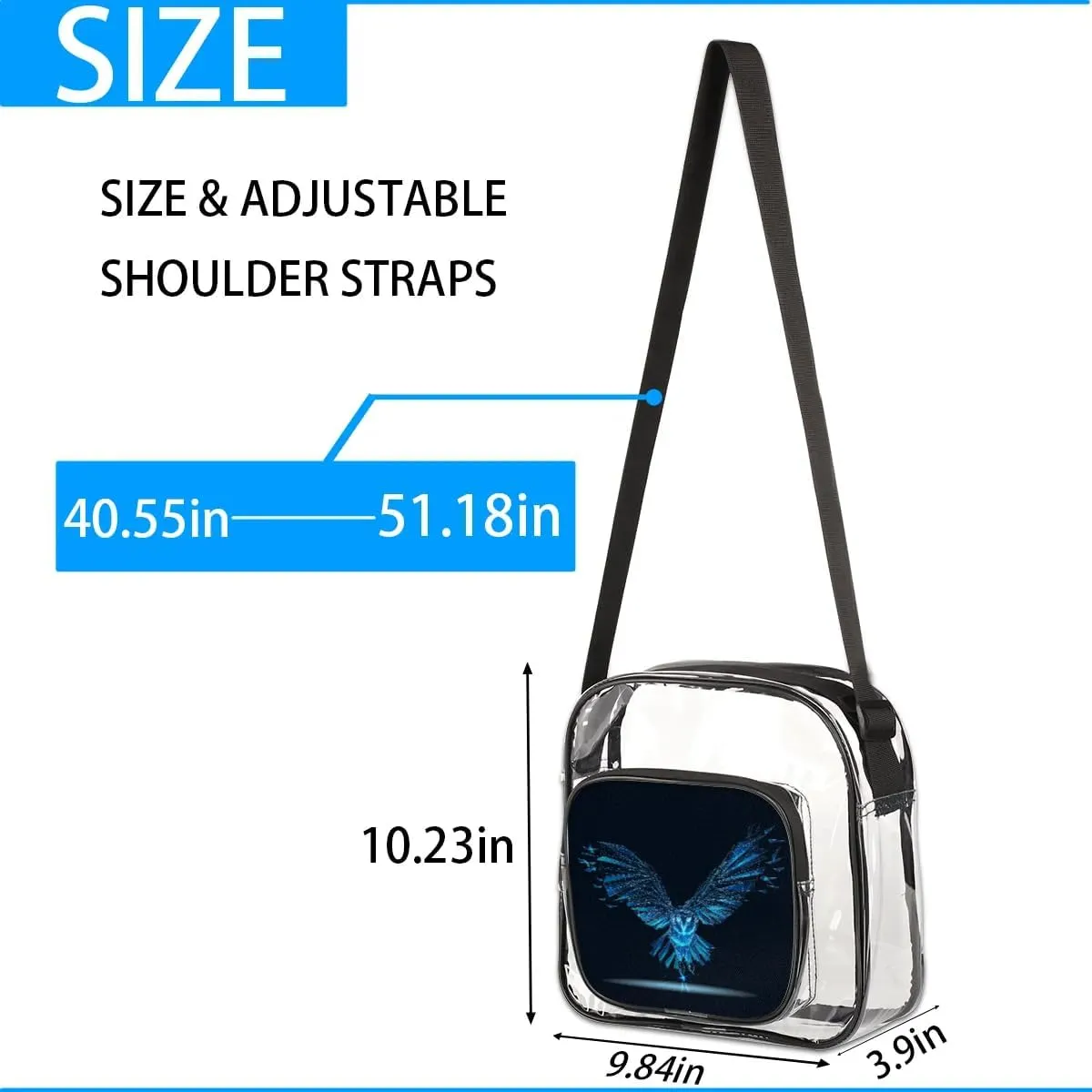 Clear Crossbody Bag Stadium Approved for Women and Men Transparent Messenger Shoulder Bag Clear Purse Bag