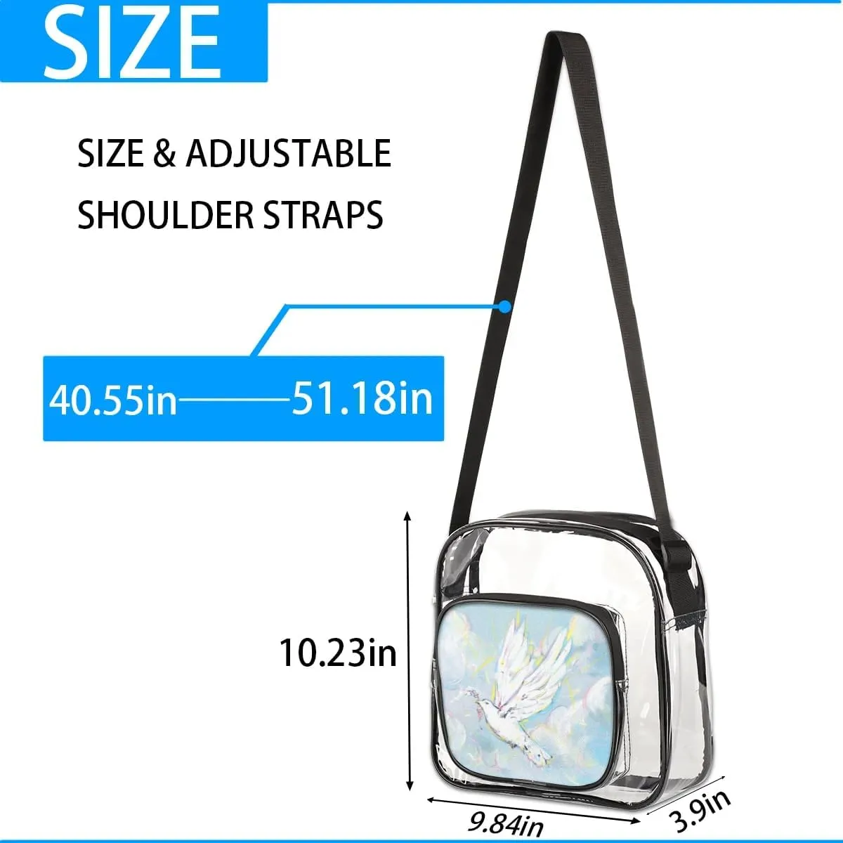 Clear Crossbody Bag Stadium Approved for Women and Men Transparent Messenger Shoulder Bag Clear Purse Bag