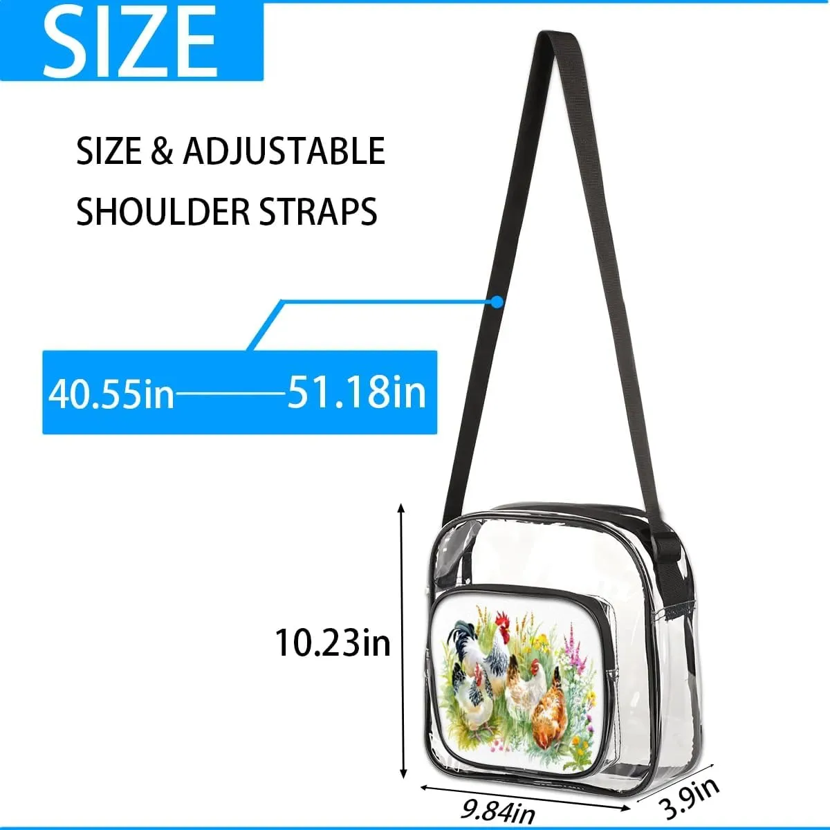 Clear Crossbody Bag Stadium Approved for Women and Men Transparent Messenger Shoulder Bag Clear Purse Bag