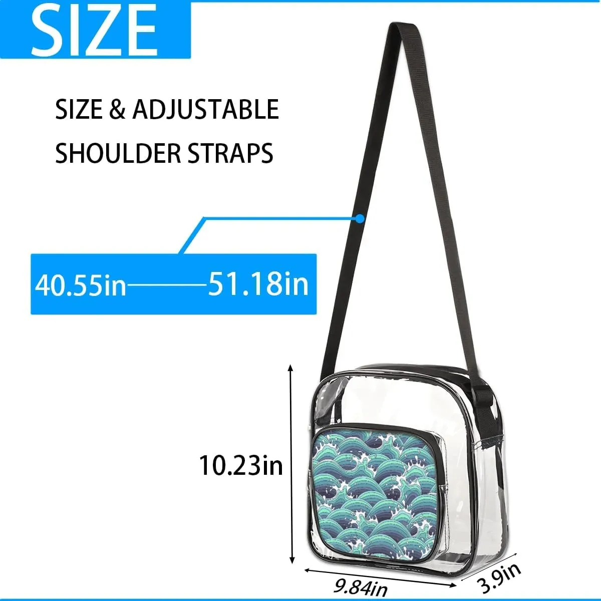 Clear Crossbody Bag Stadium Approved for Women and Men Transparent Messenger Shoulder Bag Clear Purse Bag