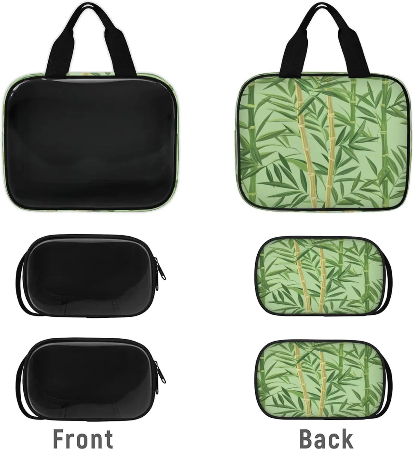 Clear Makeup Bag, 3 Pcs of Translucent Cosmetic Bags Set, Transparent Bamboo Print Travel Makeup Pouch, Waterproof Cute Toiletry Bag for Women (Bamboo)