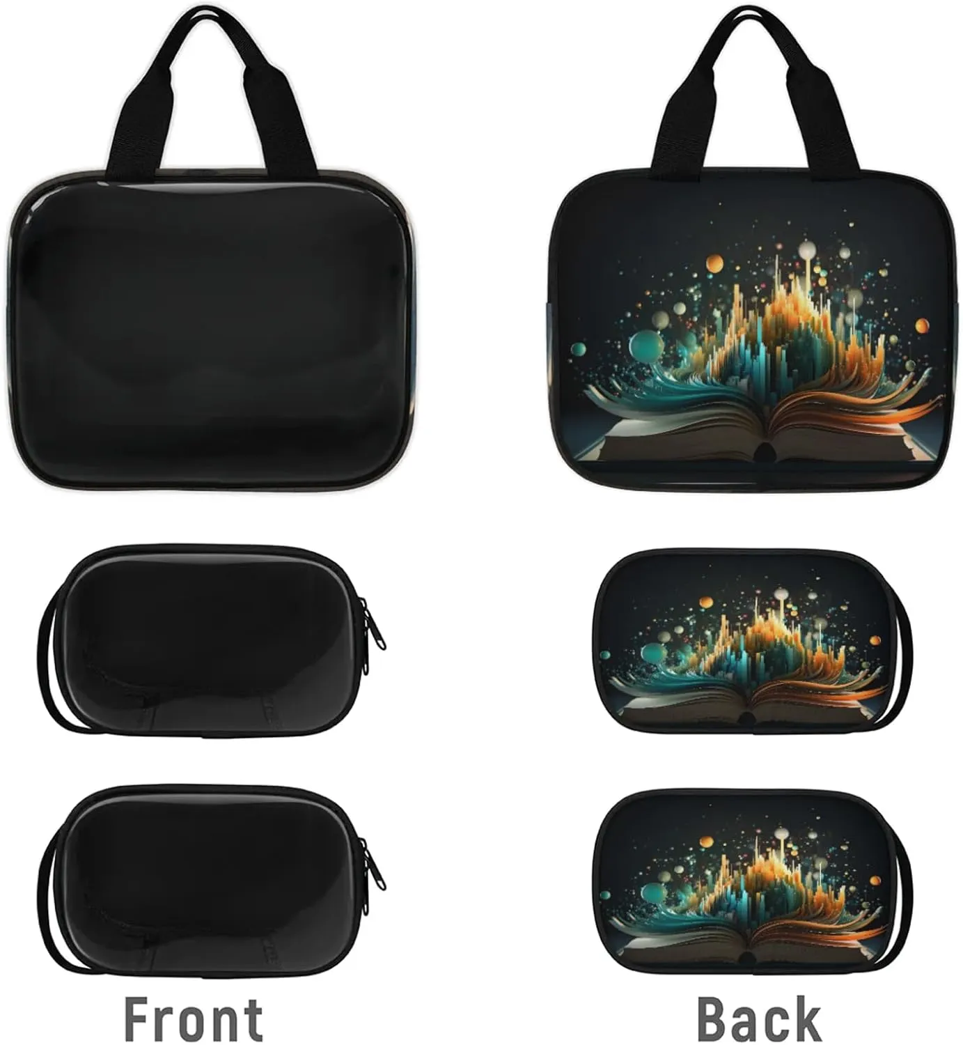 Clear Makeup Bag 3 Pieces Colorful Books Toiletry Bag Portable Cosmetic Pouch Travel Organizer Water-resistant Translucent Cosmetic Bags with Books Theme