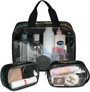 Clear Makeup Bag 3 Pieces Colorful Books Toiletry Bag Portable Cosmetic Pouch Travel Organizer Water-resistant Translucent Cosmetic Bags with Books Theme
