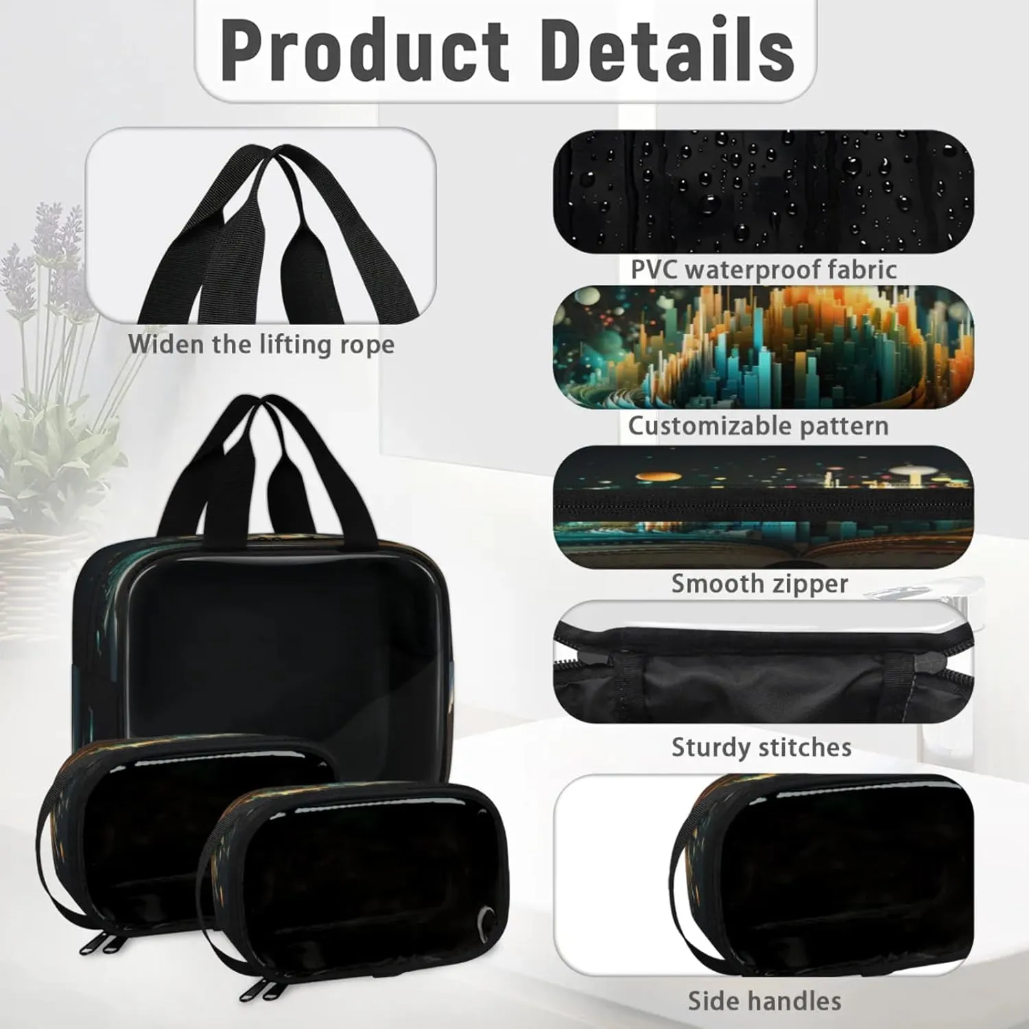 Clear Makeup Bag 3 Pieces Colorful Books Toiletry Bag Portable Cosmetic Pouch Travel Organizer Water-resistant Translucent Cosmetic Bags with Books Theme