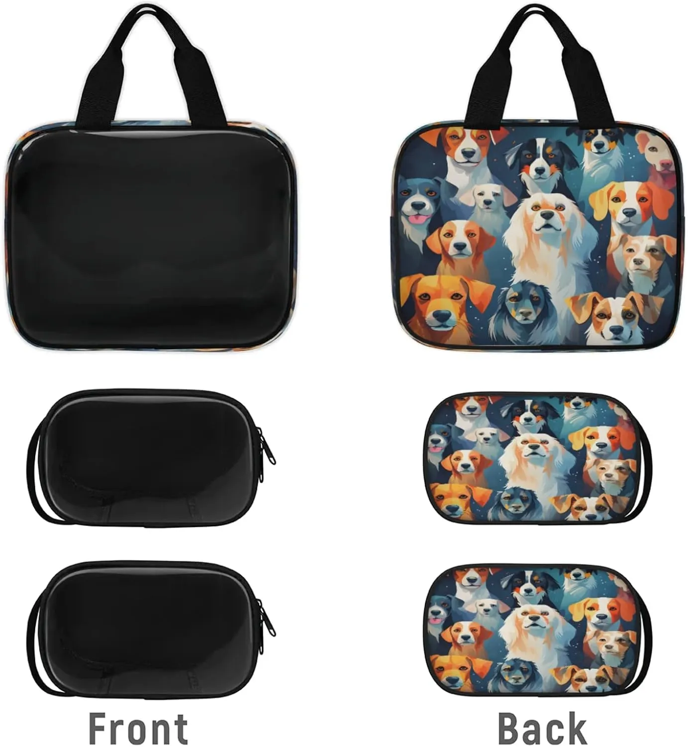 Clear Makeup Bag 3 Pieces Dog Print Toiletry Bag Portable Cosmetic Pouch Travel Organizer Water-resistant Translucent Cosmetic Bags with Pet Dogs