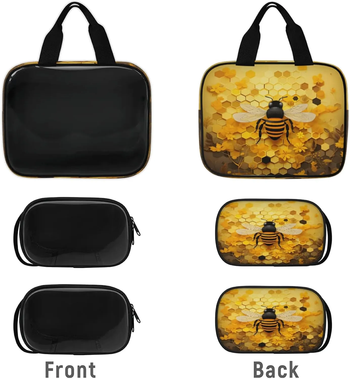 Clear Makeup Bag 3 Pieces Honeycomb Bee Toiletry Bag Portable Cosmetic Pouch Travel Organizer Water-resistant Translucent Cosmetic Bags with Animal Bee