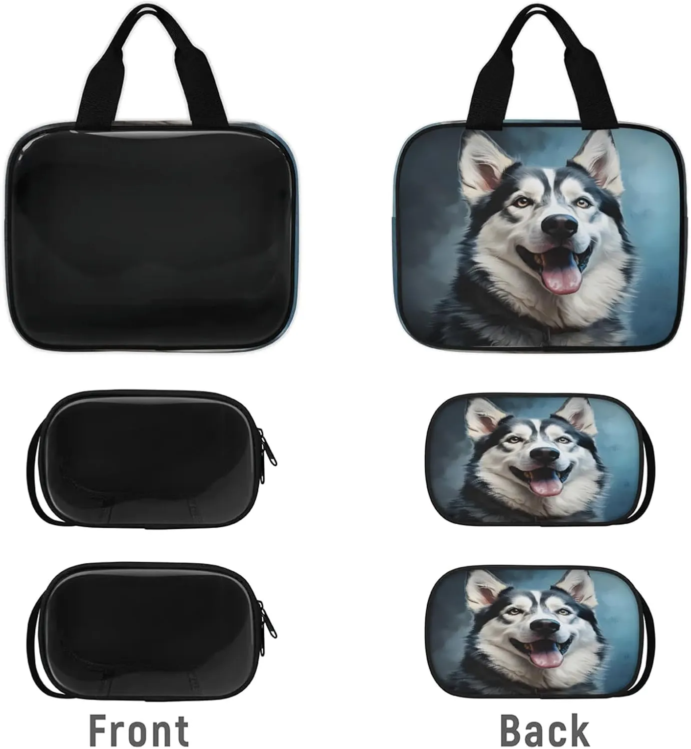 Clear Makeup Bag 3 Pieces Husky Dog Toiletry Bag Portable Cosmetic Pouch Travel Organizer Water-resistant Translucent Cosmetic Bags with Dog Print