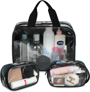 Clear Makeup Bag 3 Pieces Husky Dog Toiletry Bag Portable Cosmetic Pouch Travel Organizer Water-resistant Translucent Cosmetic Bags with Dog Print