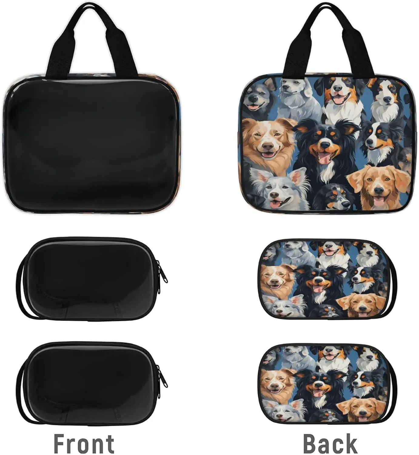 Clear Makeup Bag 3 Pieces Pet Dogs Toiletry Bag Portable Cosmetic Pouch Travel Organizer Water-resistant Translucent Cosmetic Bags with Dog Print