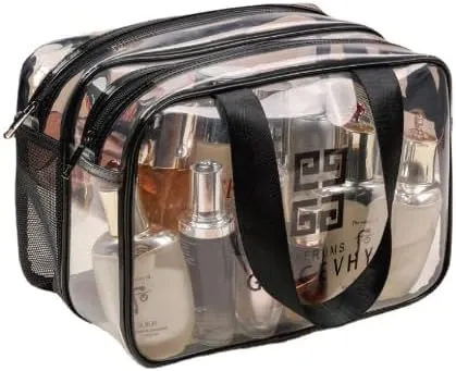 Clear Makeup Bag, Wet Dry Separation Toiletry Bag, Travel Toiletry Bag, Portable Travel Cosmetic Bag, Translucent Waterproof and Draining Travel Accessories Bag, Handbag Organizer