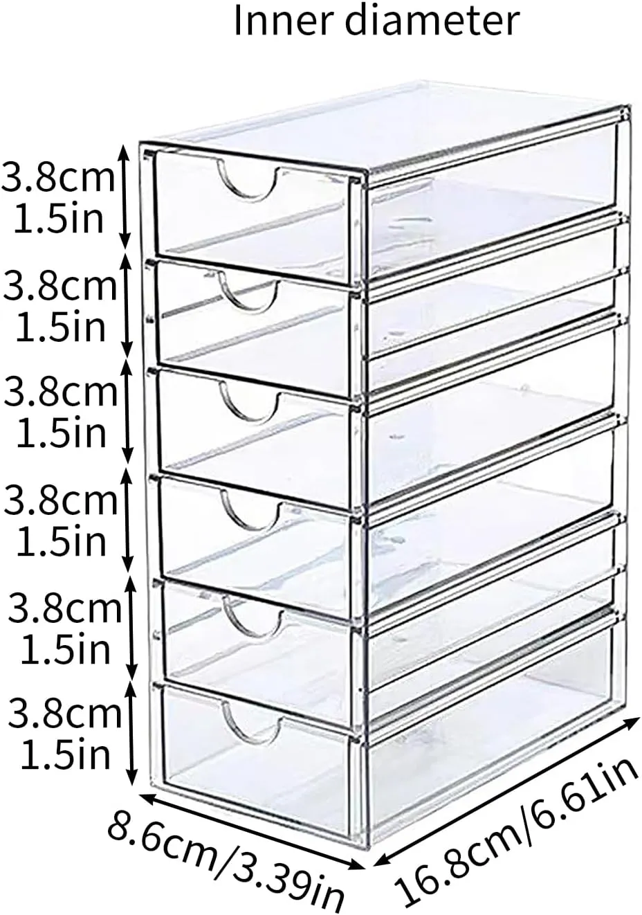 Clear Model Cars Storage Case with Drawer Compartments, Toy Cars Display Case Stand for Mini Cars, Dustproof Desktop Drawer Showcase for Toy Car, Pen, Cosmetic, Jewelry (Six