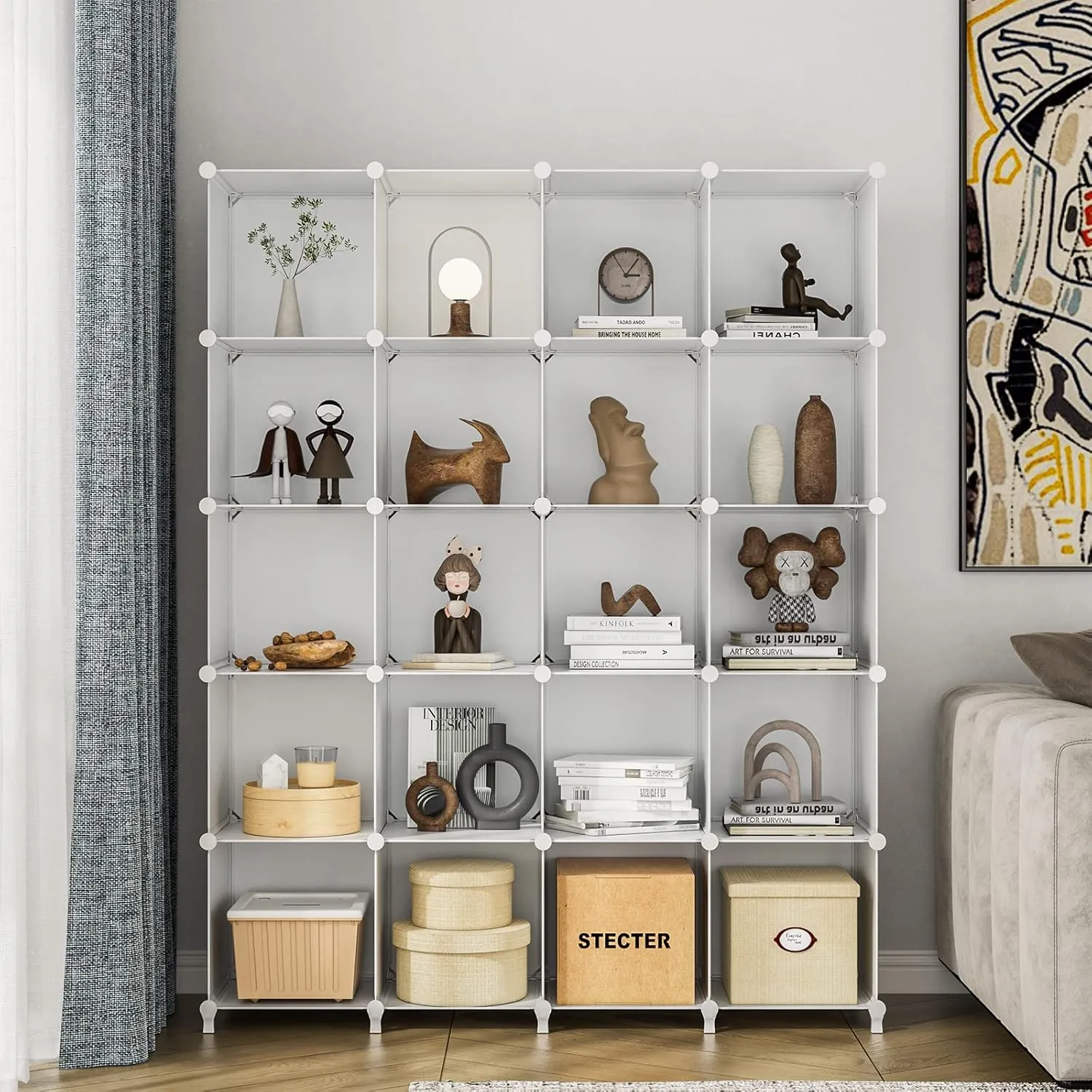 Closet Organizers and Storage, 6-Cube Closet Organizer, Cubes Storage Organizers, DIY Stackable Plastic Clothes Organizer, Storage Cubes Shelves Bookshelf for Bedroom, Office, White