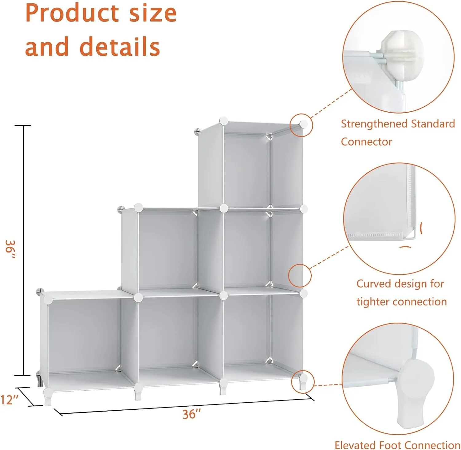 Closet Organizers and Storage, 6-Cube Closet Organizer, Cubes Storage Organizers, DIY Stackable Plastic Clothes Organizer, Storage Cubes Shelves Bookshelf for Bedroom, Office, White