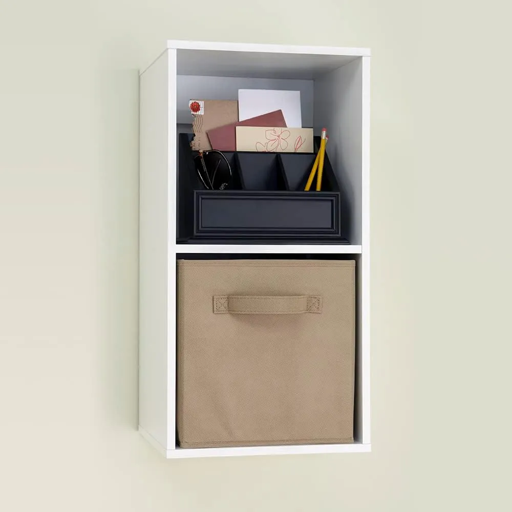 ClosetMaid Cubeicals 2 Cube Storage Shelf Organizer Bookshelf, Stackable or Hanging Wall Mount, Easy Assembly, White Wood Finish